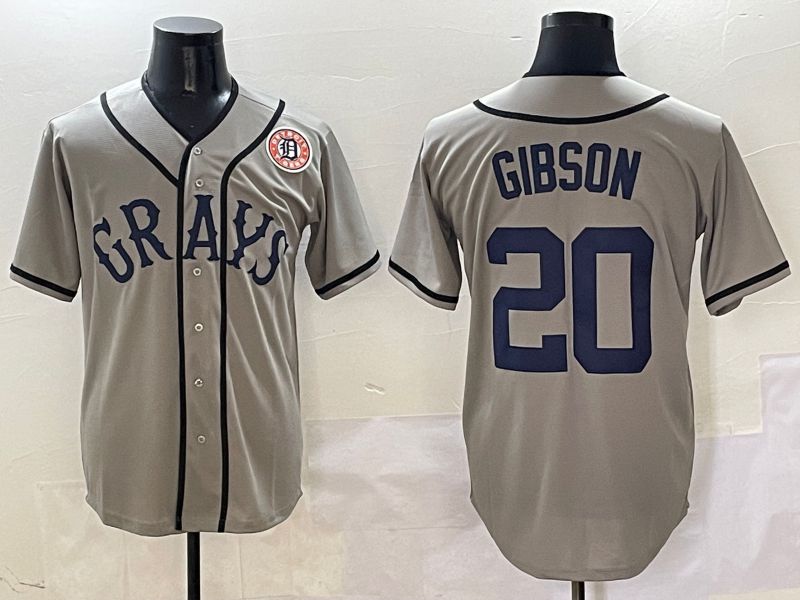 Men Detroit Tigers #20 Gibson Grey Joint Name Game Nike 2025 MLB Jersey style 3